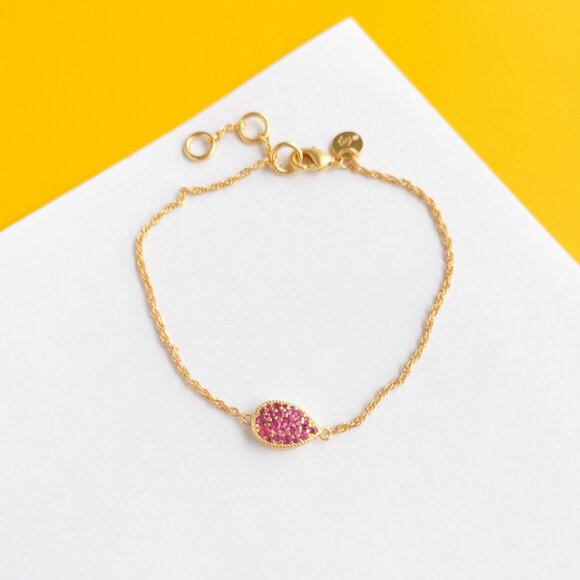 Pavé Teardrop Gold Pink Tourmaline Bracelet by Julie Vos - Picture 1 of 3